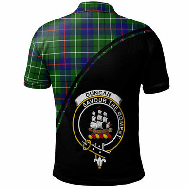 Scottish Duncan Clan Crest Tartan Curve Polo Shirt Back Side Tartan Plaid