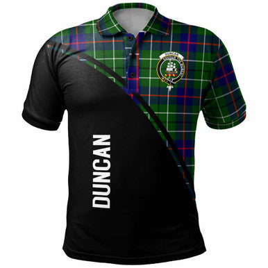 Scottish Duncan Clan Crest Tartan Curve Polo Shirt Front Side Tartan Plaid