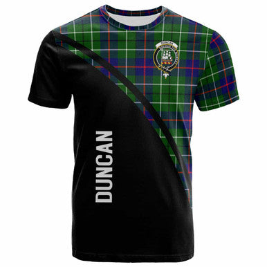 Scottish Duncan Clan Crest Tartan Curve T-Shirt Front Side Tartan Plaid