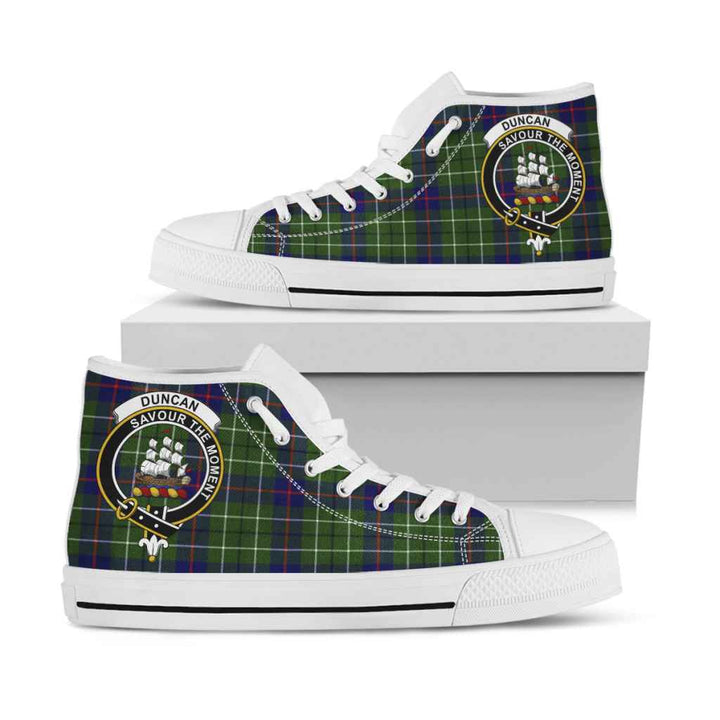 Scottish Duncan Clan Crest Tartan High Top Shoes White Sole Tartan Plaid