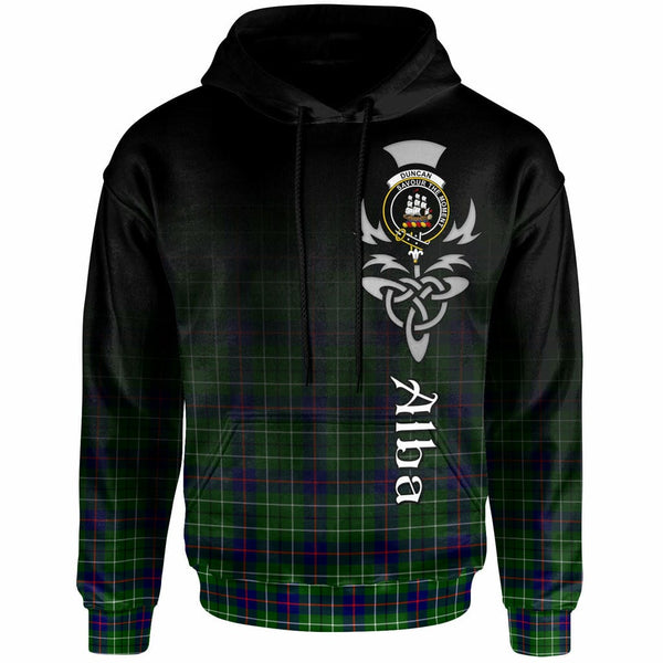 Scottish Duncan Clan Crest Tartan Hoodie - Alba Gu Brath Family Crest Celtic Inspired Front Side Tartan Plaid