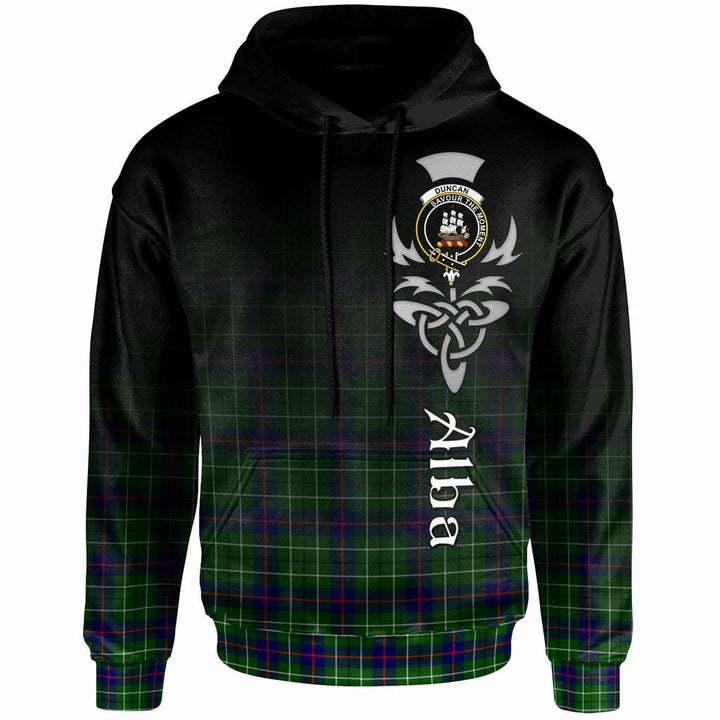 Scottish Duncan Clan Crest Tartan Hoodie - Alba Gu Brath Family Crest Celtic Inspired Front Side Tartan Plaid