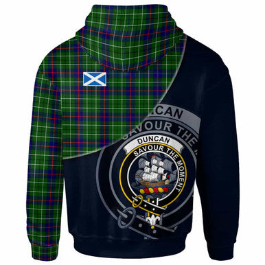 Scottish Duncan Clan Crest Tartan Hoodie - Bend Style Back Side Tartan Plaid