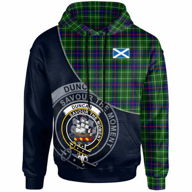 Scottish Duncan Clan Crest Tartan Hoodie - Bend Style Front Side Tartan Plaid