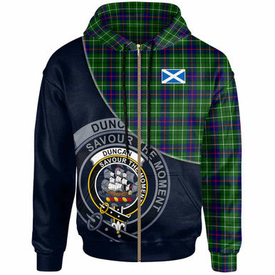 Scottish Duncan Clan Crest Tartan Hoodie - Bend Style Zip-up Tartan Plaid