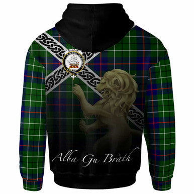 Scottish Duncan Clan Crest Tartan Hoodie - Celtic With Scotland Lion Back Side Tartan Plaid