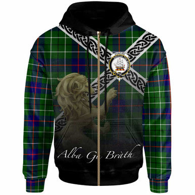 Scottish Duncan Clan Crest Tartan Hoodie - Scotland Lion Zip-up Tartan Plaid