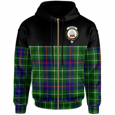 Scottish Duncan Clan Crest Tartan Hoodie - Horizontal Style Zip-up Tartan Plaid