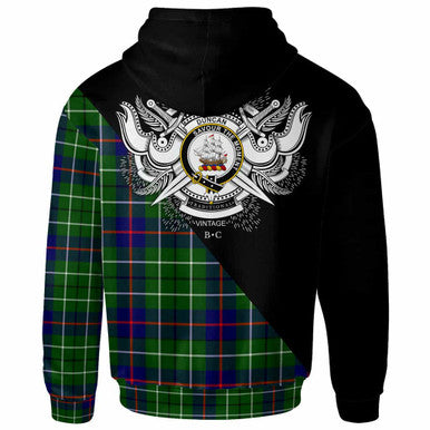 Scottish Duncan Clan Crest Tartan Hoodie - Military Logo Back Side Tartan Plaid