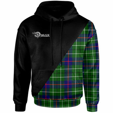Scottish Duncan Clan Crest Tartan Hoodie - Military Logo Front Side Tartan Plaid