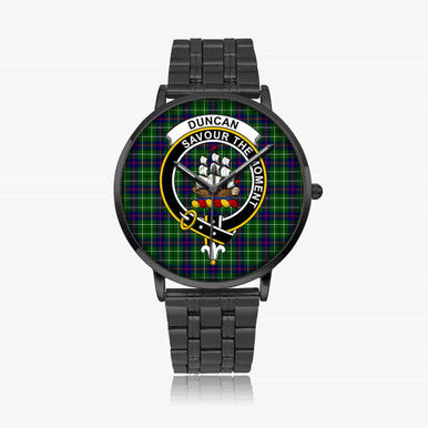 Scottish Duncan Clan Crest Tartan Instafamous Steel Quartz Watches Tartan Plaid Black 1