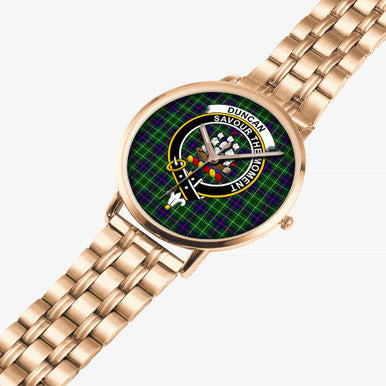 Scottish Duncan Clan Crest Tartan Instafamous Steel Quartz Watches Tartan Plaid Rose Gold 2