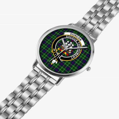 Scottish Duncan Clan Crest Tartan Instafamous Steel Quartz Watches Tartan Plaid Silver 2