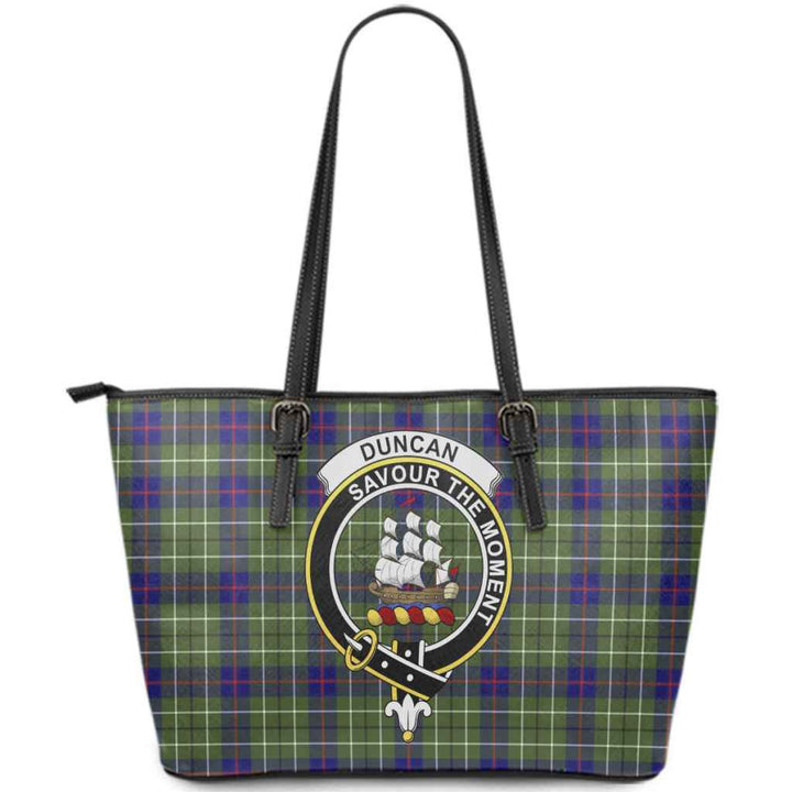 Scottish Duncan Clan Crest Tartan Leather Tote Tartan Plaid