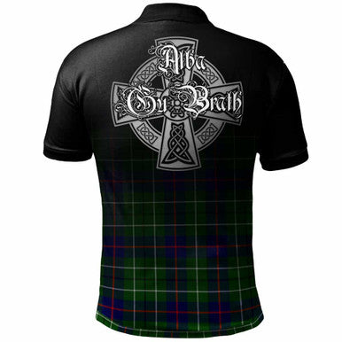 Scottish Duncan Clan Crest Tartan Polo Shirt - Alba Gu Brath Family Crest Celtic Inspired Back Side Tartan Plaid
