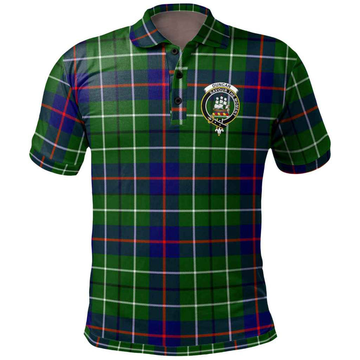 Scottish Duncan Clan Crest Tartan Polo Shirt Front Side Tartan Plaid