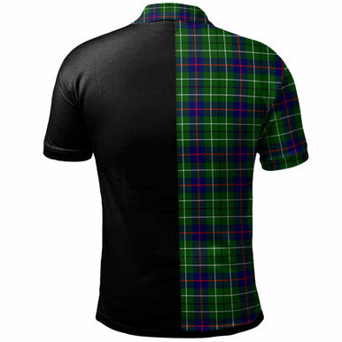 Scottish Duncan Clan Crest Tartan Polo Shirt - Half in Me Back Side Tartan Plaid
