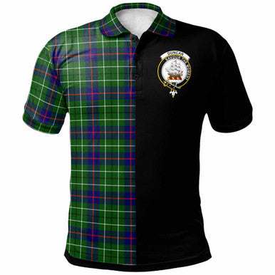 Scottish Duncan Clan Crest Tartan Polo Shirt - Half in Me Front Side Tartan Plaid