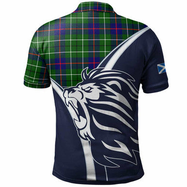Scottish Duncan Clan Crest Tartan Polo Shirt - Scottish Flag With Lion Back Side Tartan Plaid