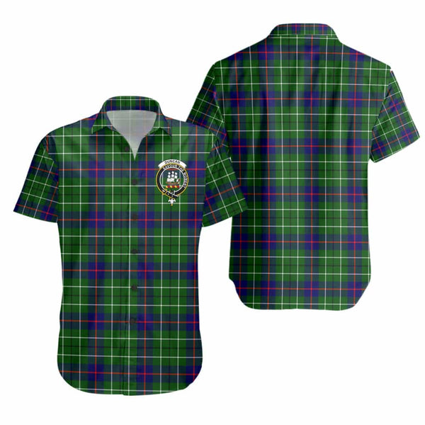 Scottish Duncan Clan Crest Tartan Short Sleeve Shirt Tartan Plaid