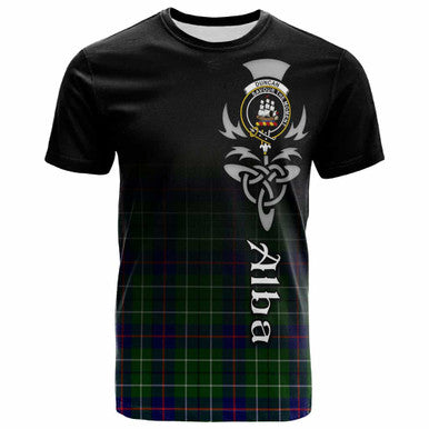 Scottish Duncan Clan Crest Tartan T-Shirt - Alba Gu Brath Family Crest Celtic Inspired Front Side Tartan Plaid