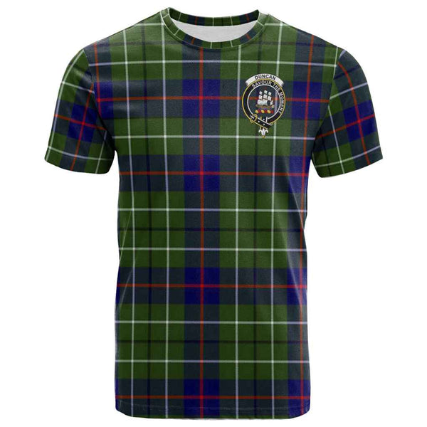 Scottish Duncan Clan Crest Tartan T-Shirt Front Side Tartan Plaid