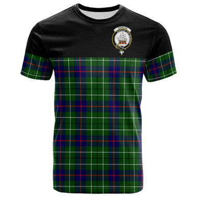 Scottish Duncan Clan Crest Tartan T-Shirt - Horizontal Style Front Side Tartan Plaid