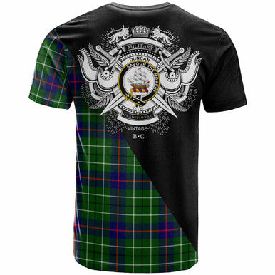 Scottish Duncan Clan Crest Tartan T-Shirt - Military Logo Back Side Tartan Plaid
