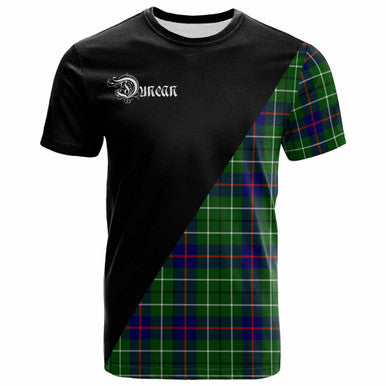 Scottish Duncan Clan Crest Tartan T-Shirt - Military Logo Front Side Tartan Plaid