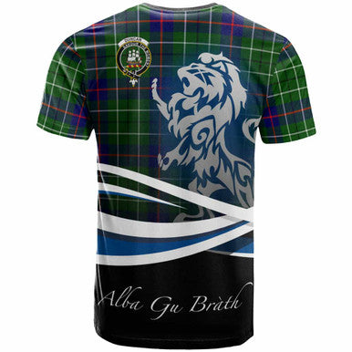 Scottish Duncan Clan Crest Tartan T-Shirt - Scotland Lion Back Side Tartan Plaid