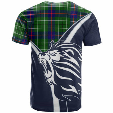 Scottish Duncan Clan Crest Tartan T-Shirt - Scottish Flag With Lion Back Side Tartan Plaid