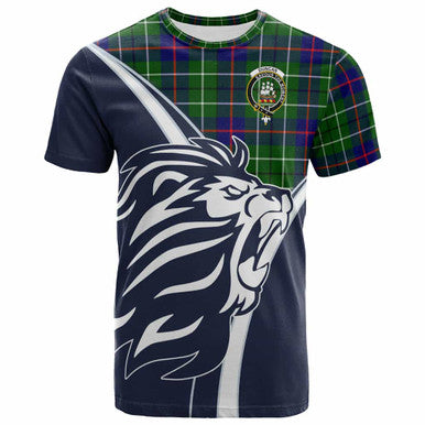 Scottish Duncan Clan Crest Tartan T-Shirt - Scottish Flag With Lion Front Side Tartan Plaid