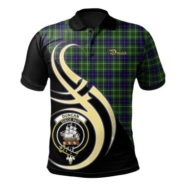 Scottish Duncan Modern Clan Crest Tartan Polo Shirt Believe in Me Front Side Tartan Plaid