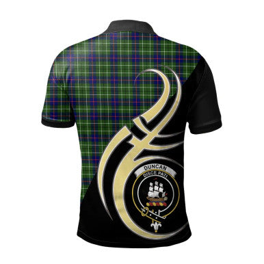 Scottish Duncan Modern Clan Crest Tartan Polo Shirt Believe in Me Back Side Tartan Plaid