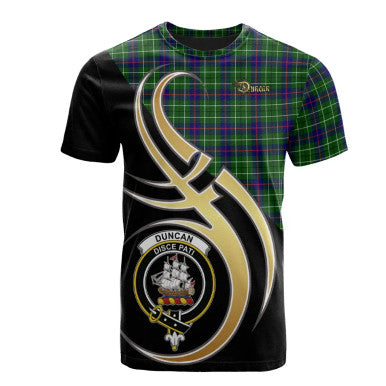 Scottish Duncan Modern Clan Crest Tartan T-Shirt Believe in Me Front Side Tartan Plaid