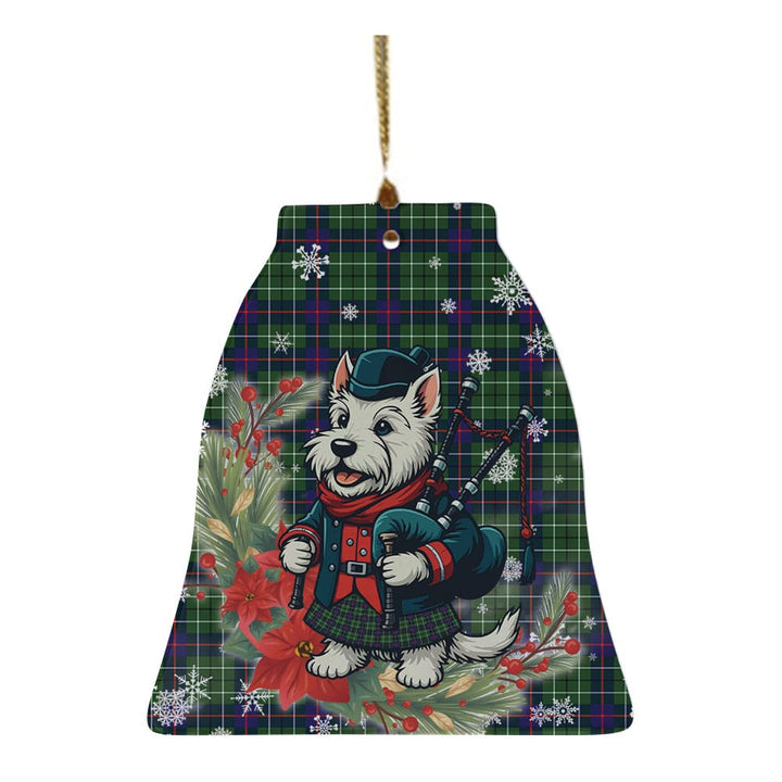 Scottish Duncan Modern Clan Tartan Ceramic Ornament Cute Scottish Terrier Dog Bell Style Tartan Plaid