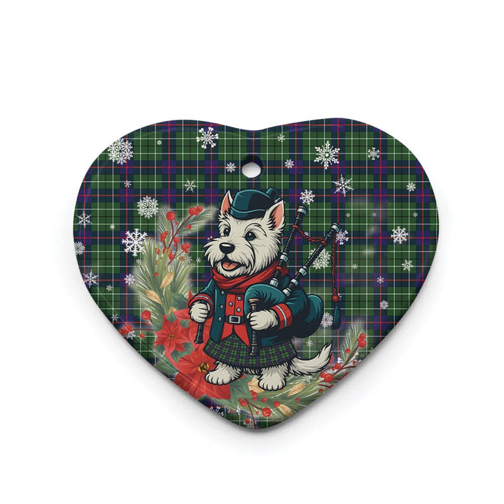 Scottish Duncan Modern Clan Tartan Ceramic Ornament Cute Scottish Terrier Dog Heart Style Tartan Plaid