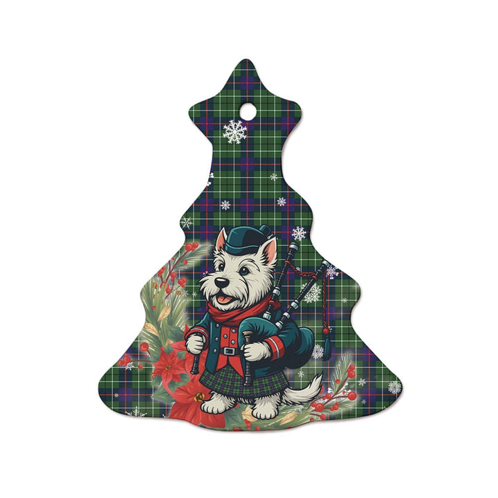 Scottish Duncan Modern Clan Tartan Ceramic Ornament Cute Scottish Terrier Dog Tree Style Tartan Plaid