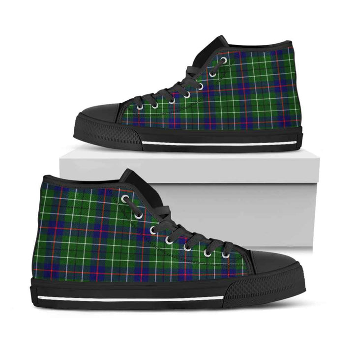 Scottish Duncan Modern Clan Tartan High Top Shoes Black Sole Tartan Plaid