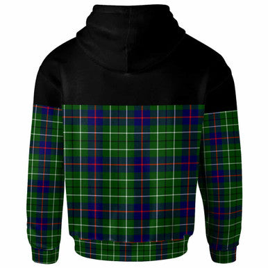 Scottish Duncan Modern Clan Tartan Hoodie - Horizontal Style Back Side Tartan Plaid