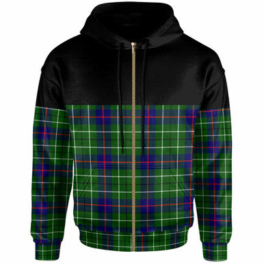 Scottish Duncan Modern Clan Tartan Hoodie - Horizontal Style Zip Tartan Plaid