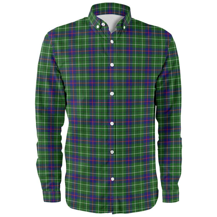 Scottish Duncan Modern Clan Tartan Long Sleeve Shirt Front Side Tartan Plaid
