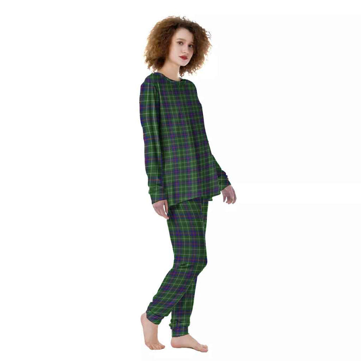 Scottish Duncan Modern Clan Tartan Pajama Set Women Front Side Tartan Plaid