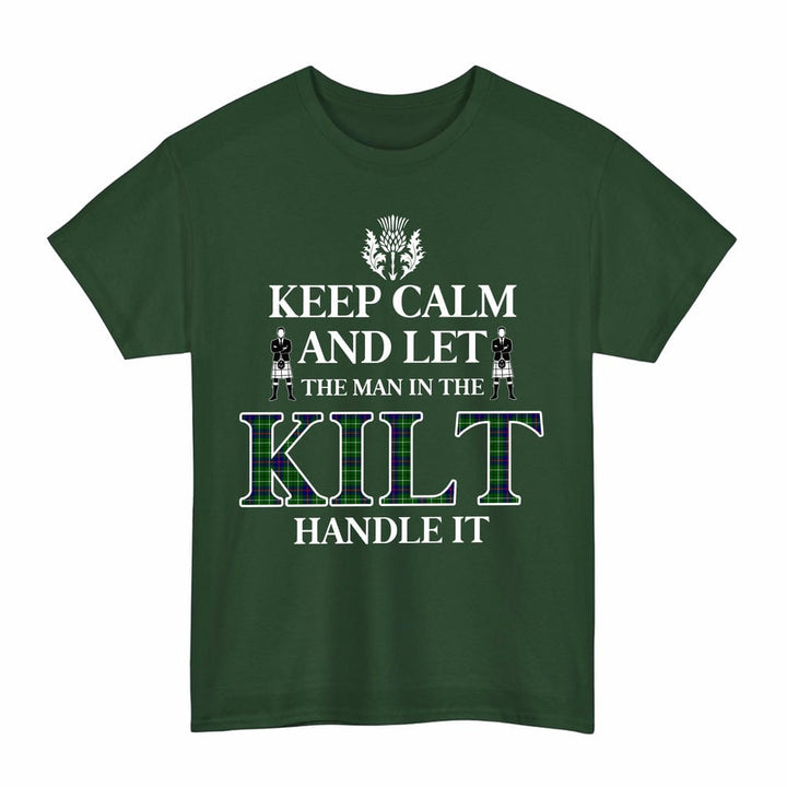 Scottish Duncan Modern Clan Tartan T-Shirt - Keep Calm Tartan Plaid Forest Green Color
