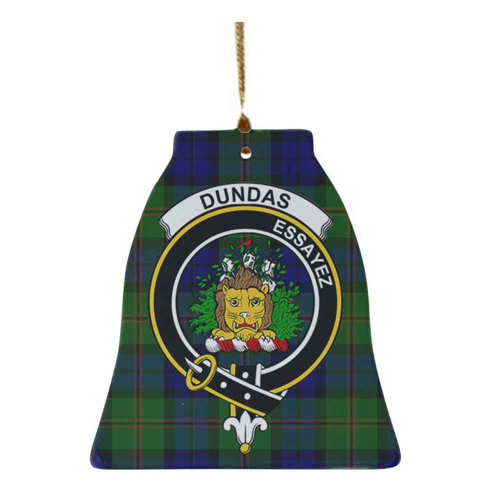 Scottish Dundas Clan Crest Tartan Ceramic Ornament Bell Shape Tartan Plaid