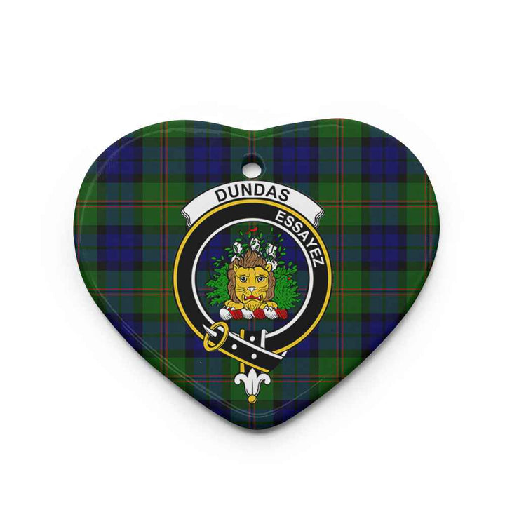 Scottish Dundas Clan Crest Tartan Ceramic Ornament Heart Shape Tartan Plaid