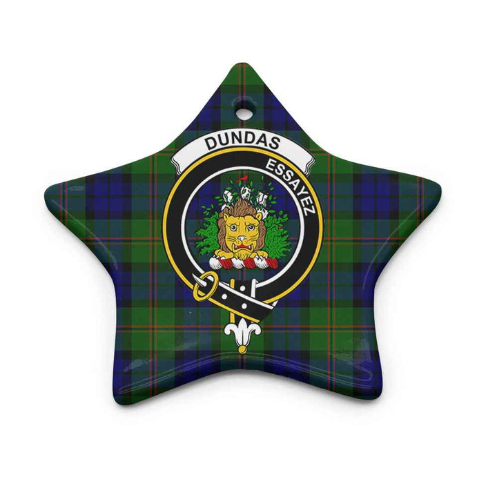 Scottish Dundas Clan Crest Tartan Ceramic Ornament Star Shape Tartan Plaid