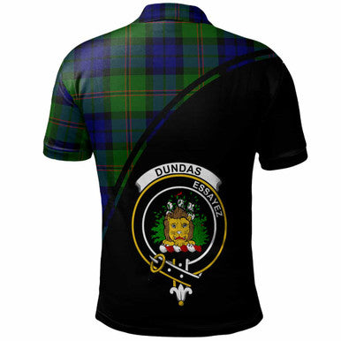 Scottish Dundas Clan Crest Tartan Curve Polo Shirt Back Side Tartan Plaid