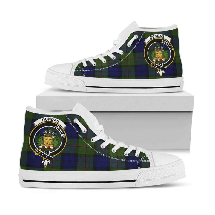 Scottish Dundas Clan Crest Tartan High Top Shoes White Sole Tartan Plaid