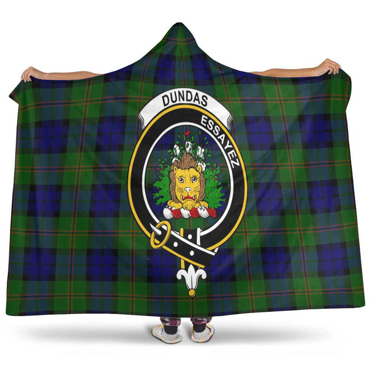 Scottish Dundas Clan Crest Tartan Hooded Blanket Tartan Plaid 1